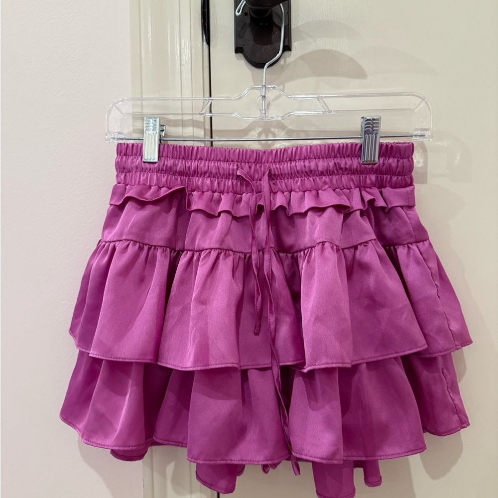 Purple Mini Bubble Skirt with Ruffled Tiers